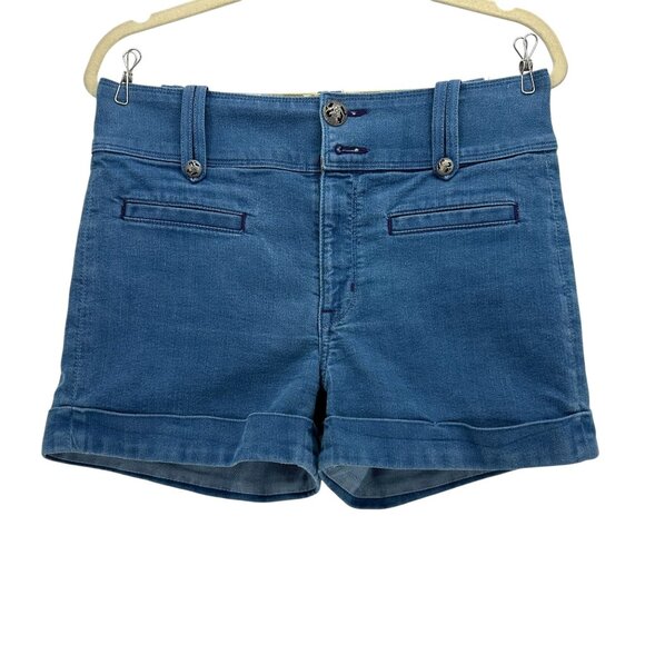 Rich & Skinny Pants - Rich & Skinny Silky Womens 30 Shorts High Rise Cuffed Blue Shorts